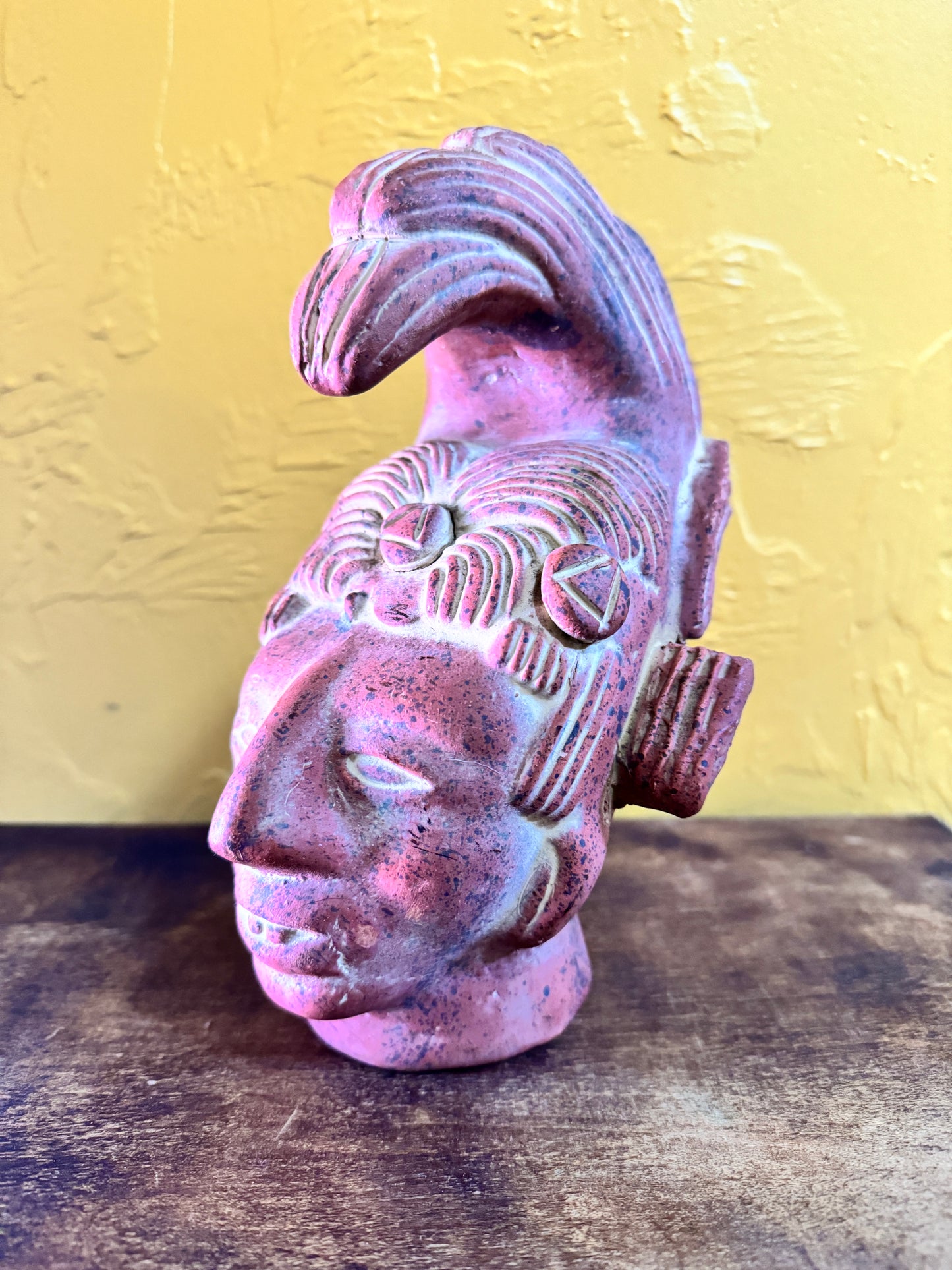 Bust of Mayan King Pakal, Terracotta, Made in Mexico