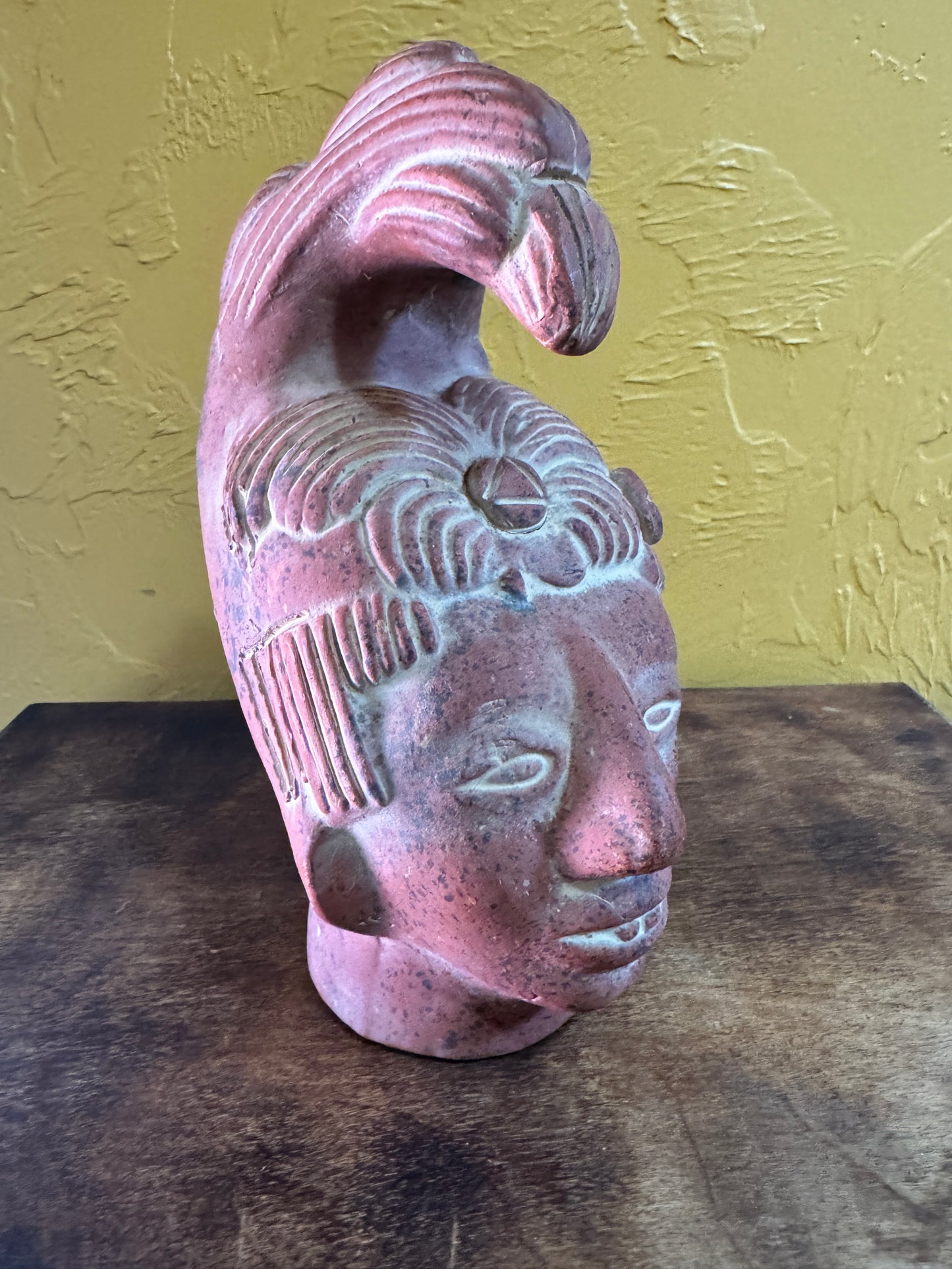 Bust of Mayan King Pakal, Terracotta, Made in Mexico