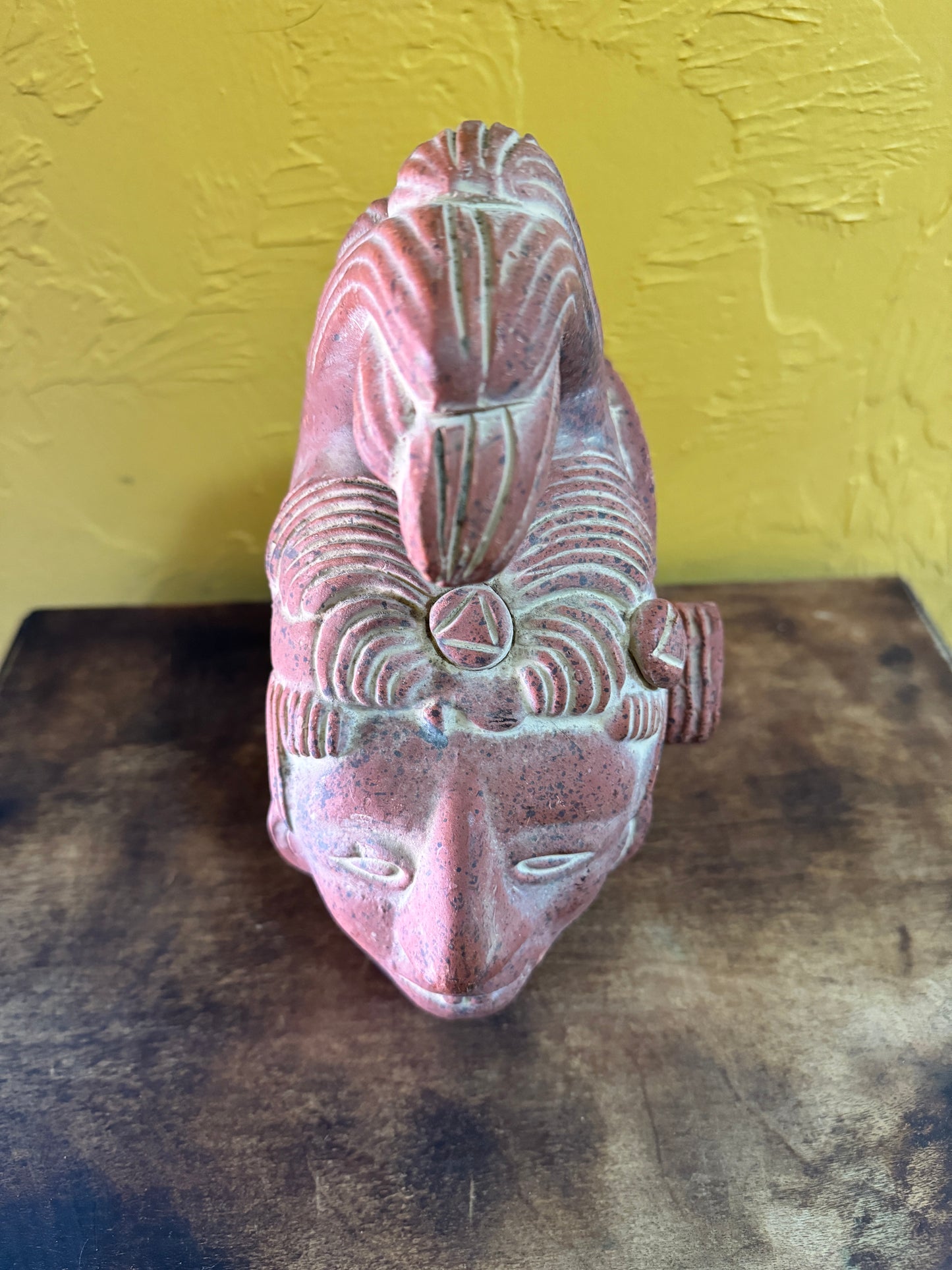 Bust of Mayan King Pakal, Terracotta, Made in Mexico