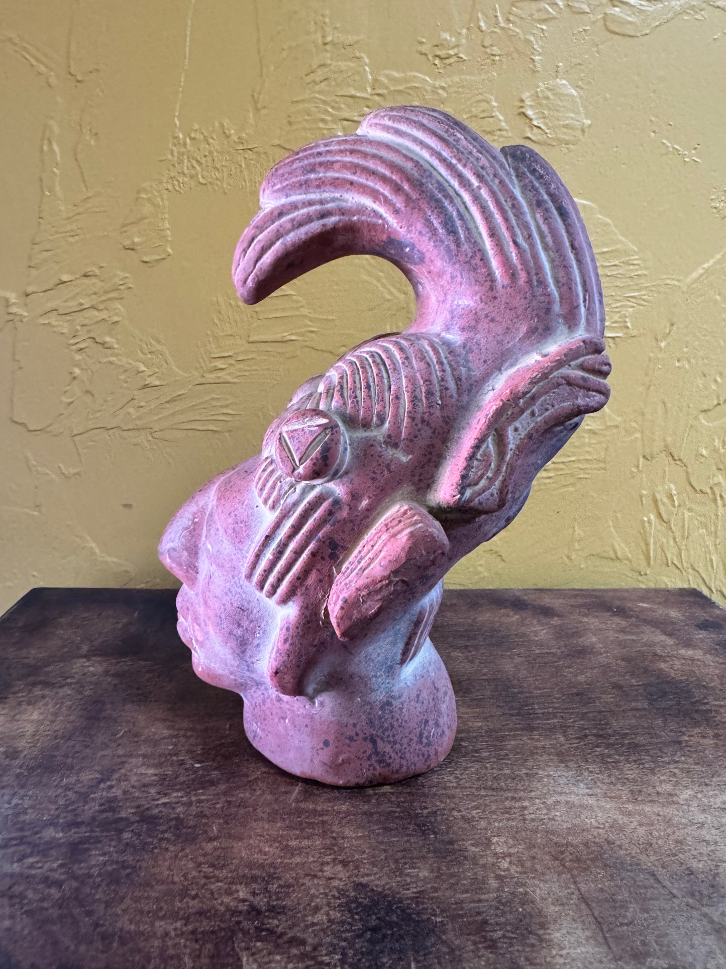 Bust of Mayan King Pakal, Terracotta, Made in Mexico