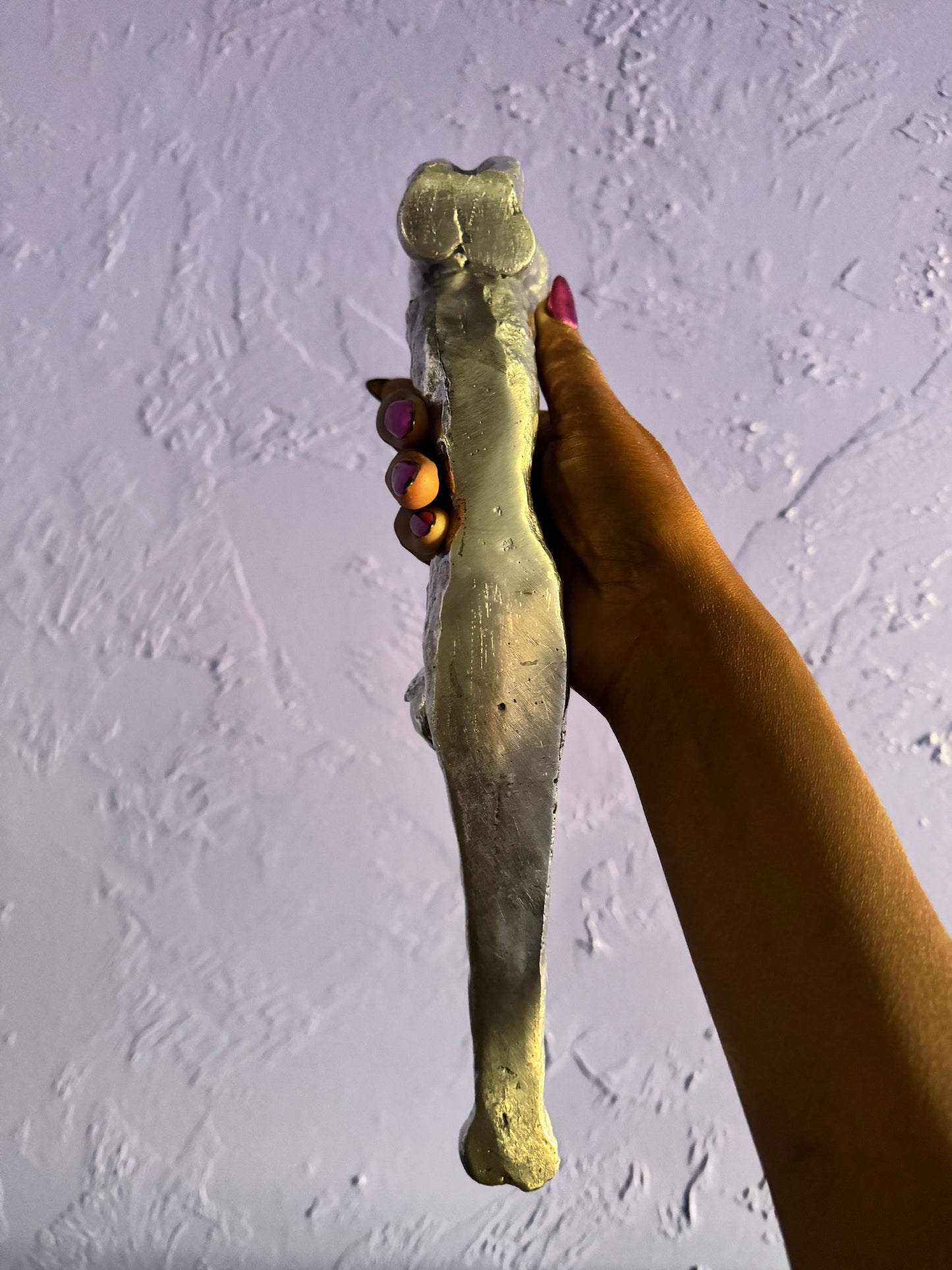 Cat Stretching, Sculpture in Silver-plated Bronze