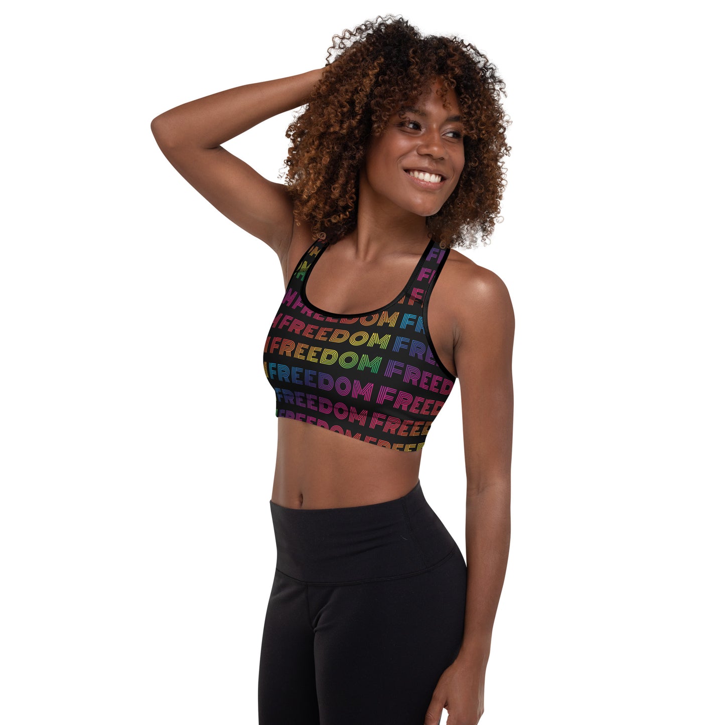 FREEDOM Rainbow Padded Sports Bra - yoga, dance wear, athletic wear for women