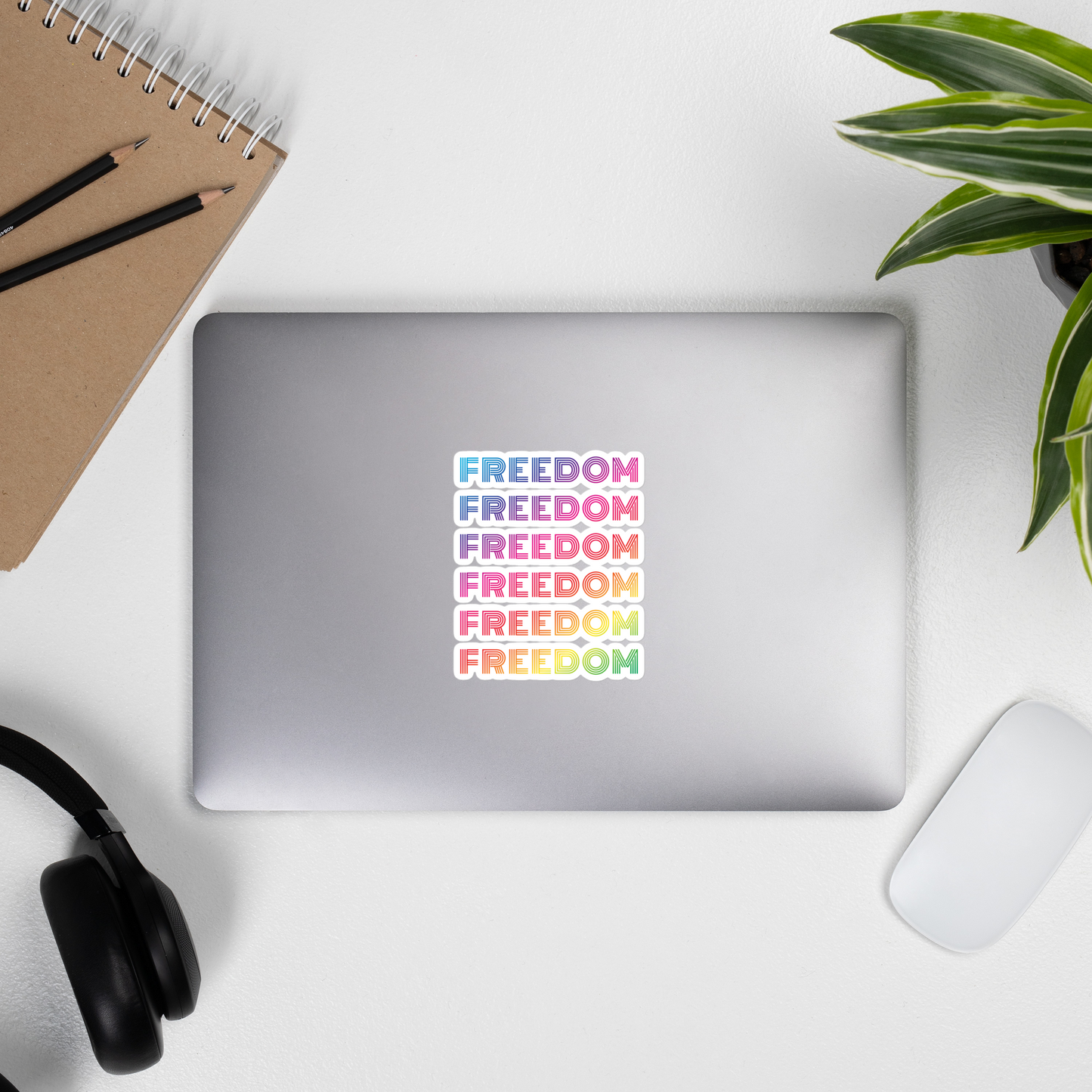 FREEDOM Rainbow Bubble-free vinyl stickers, 4x4 inches