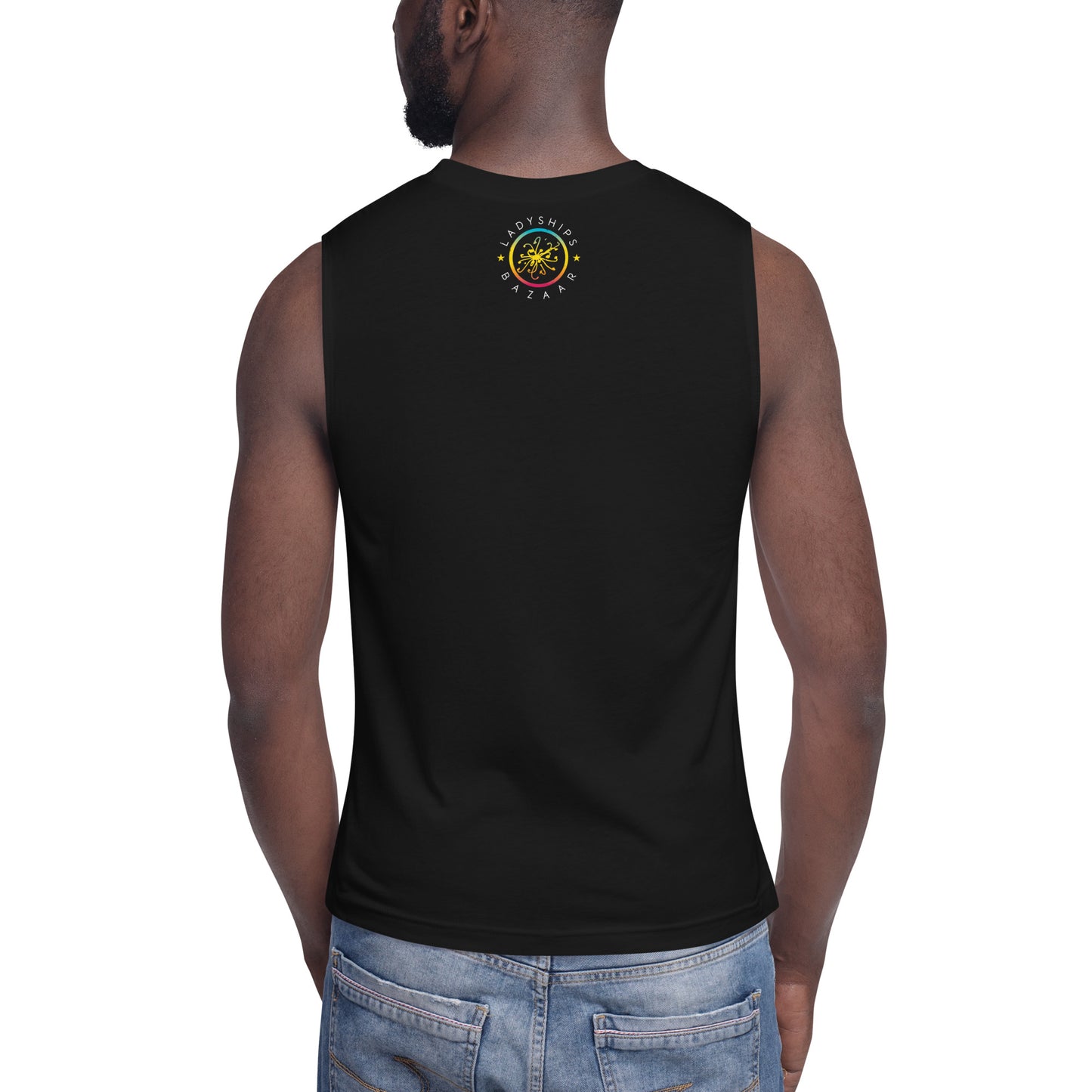 YES! YES! YES! Unisex Black Muscle Shirt - Solar/Turquoise