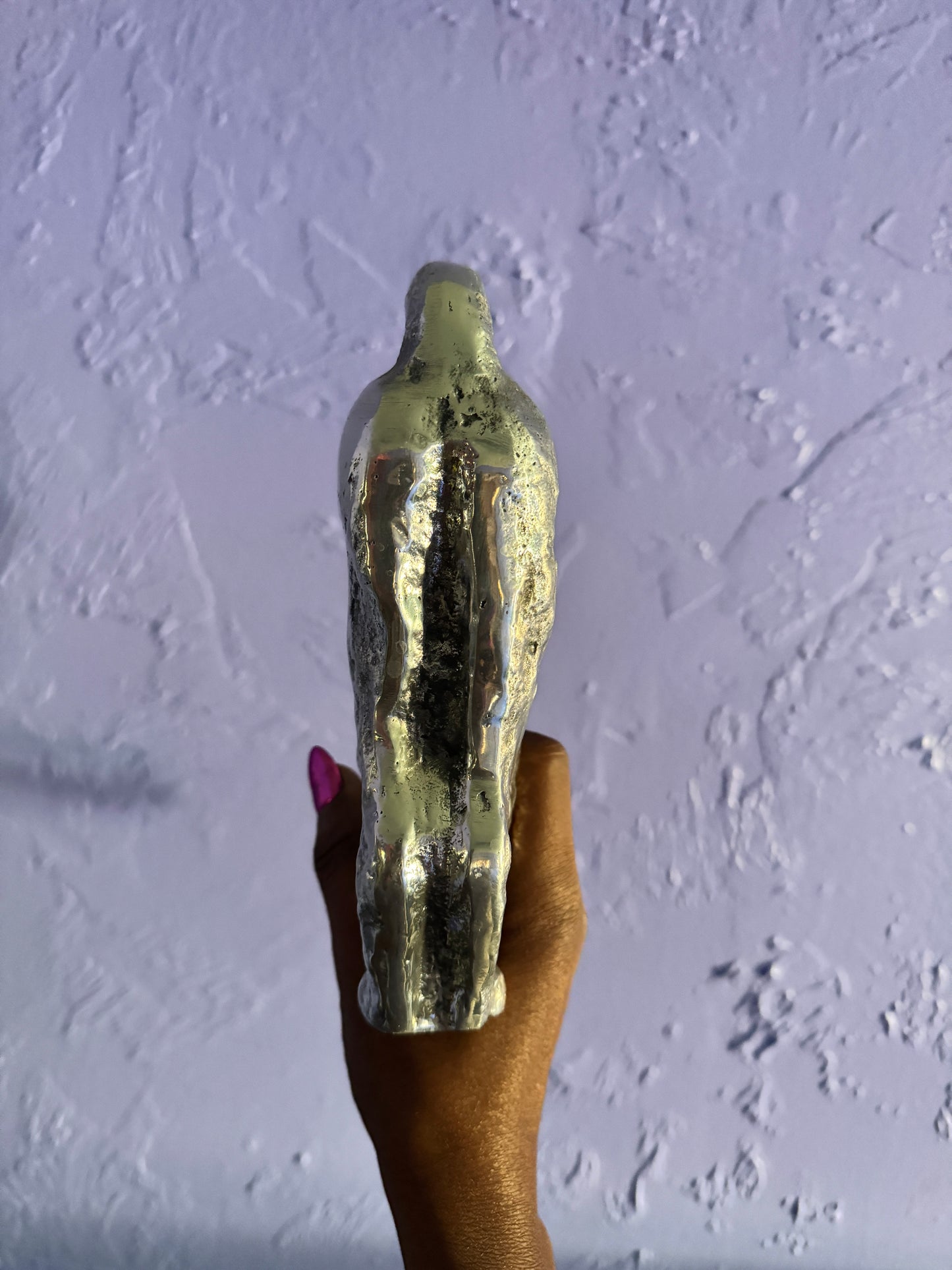 Cat Stretching, Sculpture in Silver-plated Bronze