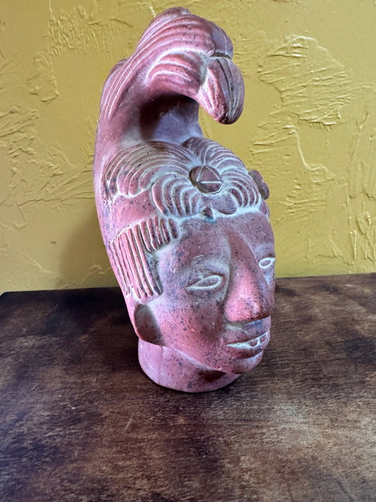 Bust of Mayan King Pakal, Terracotta, Made in Mexico