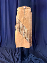 Lade das Bild in den Galerie-Viewer, Get Fringed! Old Western Vintage 1990s Long Fringe Tan Suede Skirt - Handmade Women&#39;s US Size M

