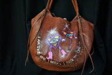 Cargar imagen en el visor de la galería, The Seeker by Nicole Young -  Hand-painted Leather Boho Maxi Bag with Tassels
