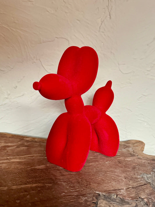 Bijou the Flocked Red Balloon Dog Figurine