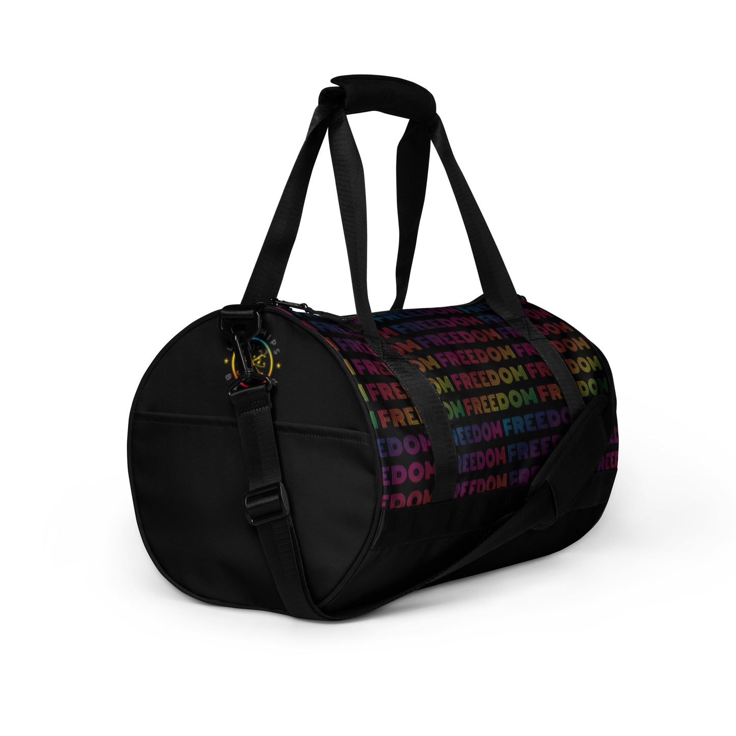 Freedom Go! Duffel Bag 3/4 view showing dual handles, shoulder strap, and side pocket.