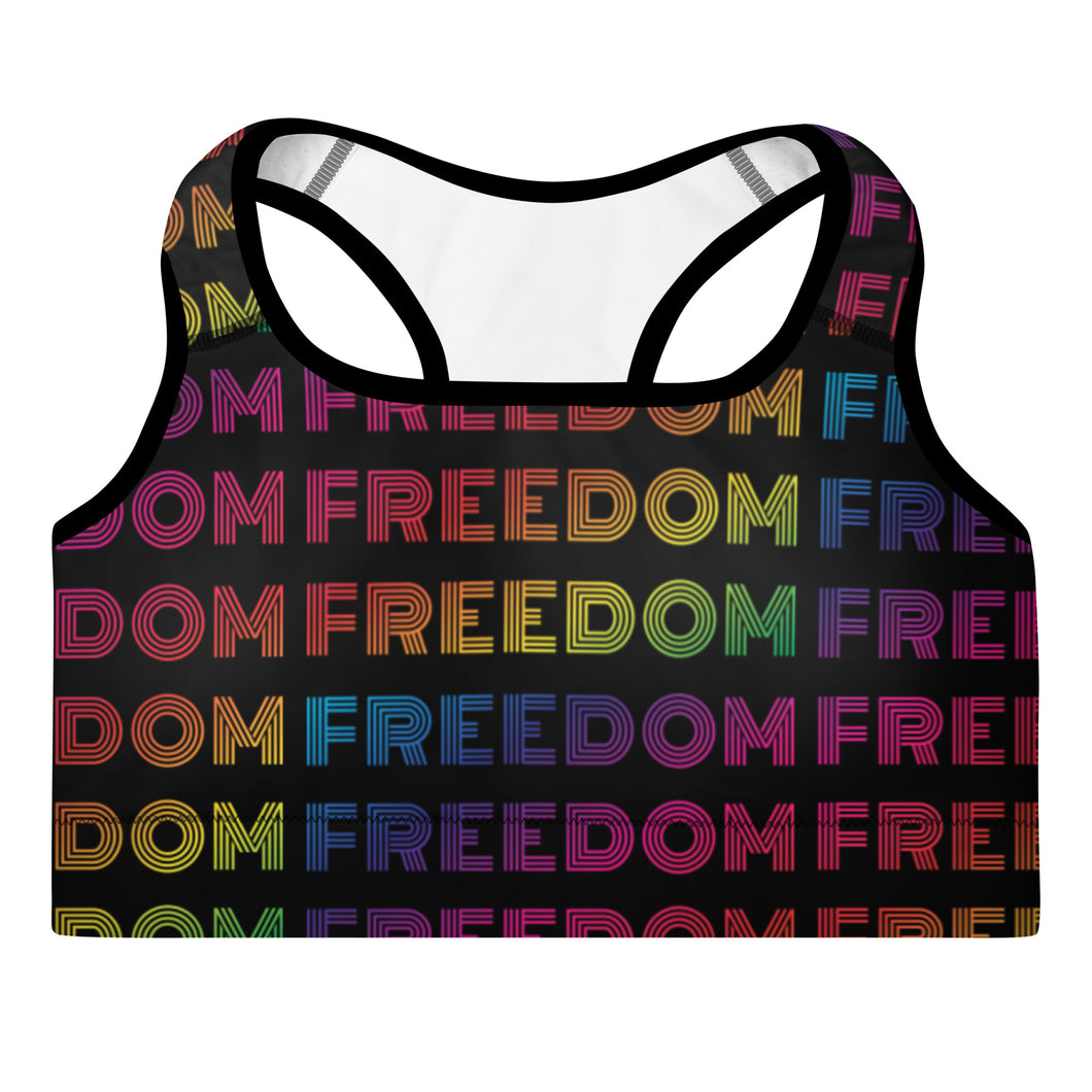 FREEDOM Rainbow Padded Sports Bra - yoga, dance wear, athletic wear for women