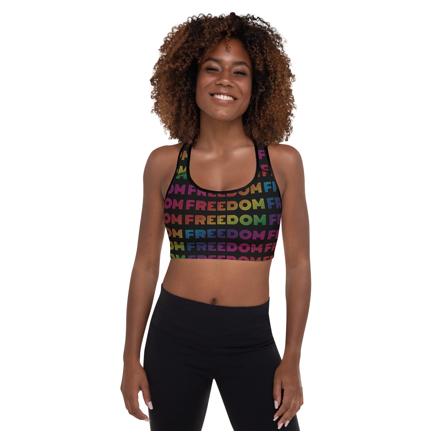FREEDOM Rainbow Padded Sports Bra - yoga, dance wear, athletic wear for women
