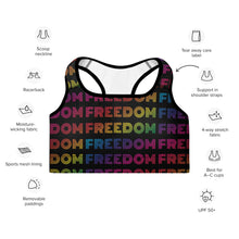 Load image into Gallery viewer, FREEDOM Rainbow Padded Sports Bra - yoga, dance wear, athletic wear for women
