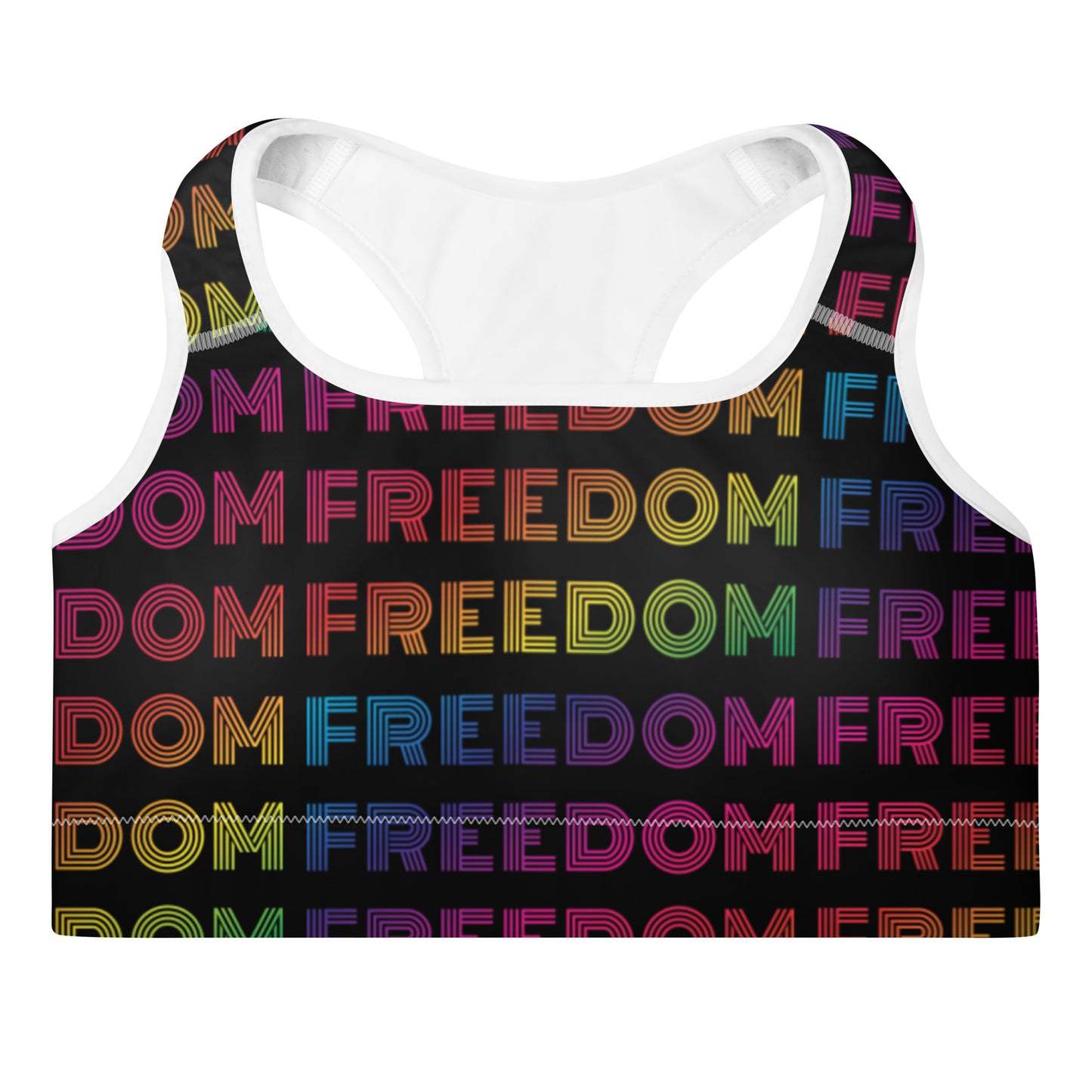 FREEDOM Rainbow Padded Sports Bra - yoga, dance wear, athletic wear for women