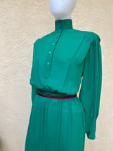 Charger l&#39;image dans la galerie, Green Wave, 1970s Vintage Longsleeve Dress

