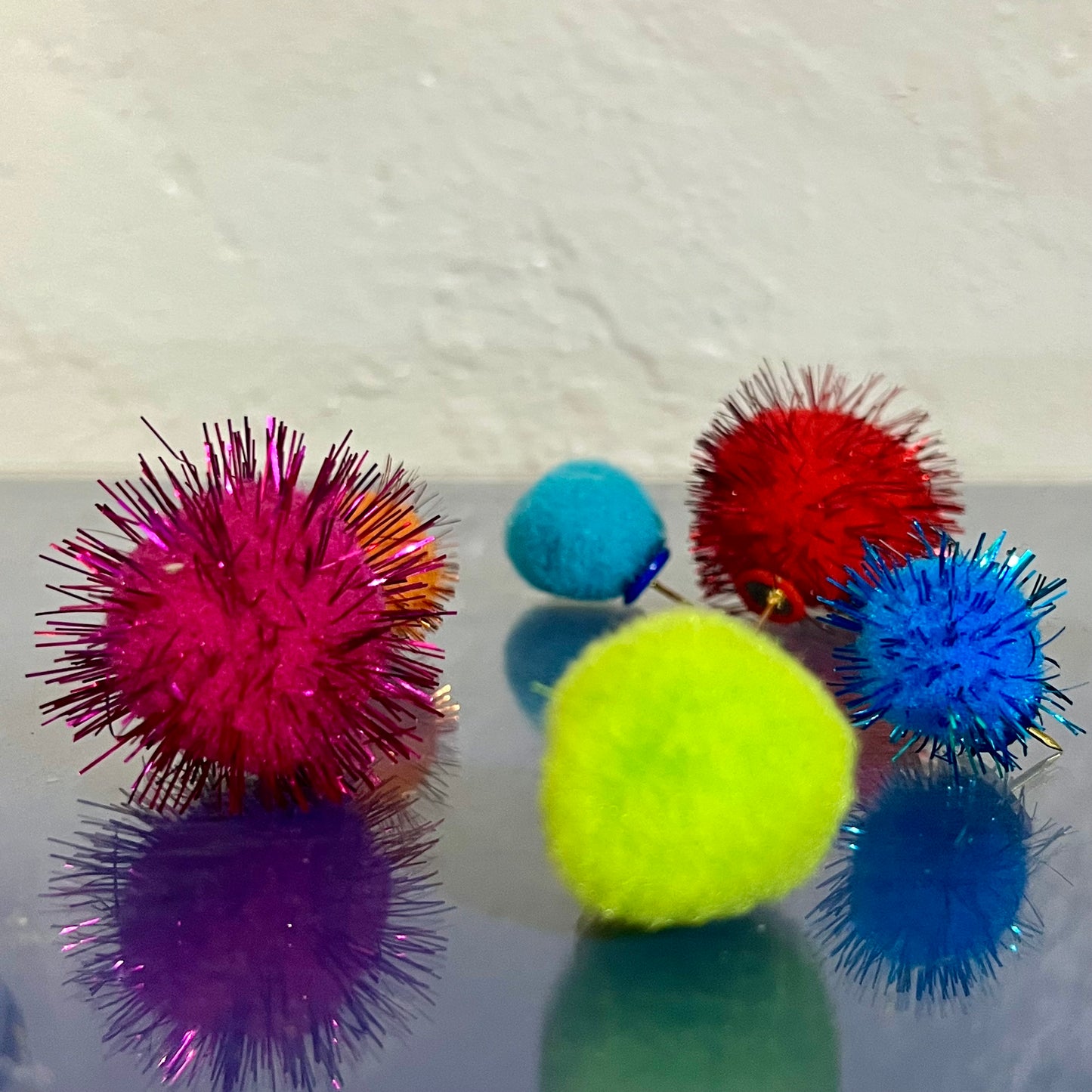 Pom-Pom Push Pins - 1 jar of 12 assorted pins