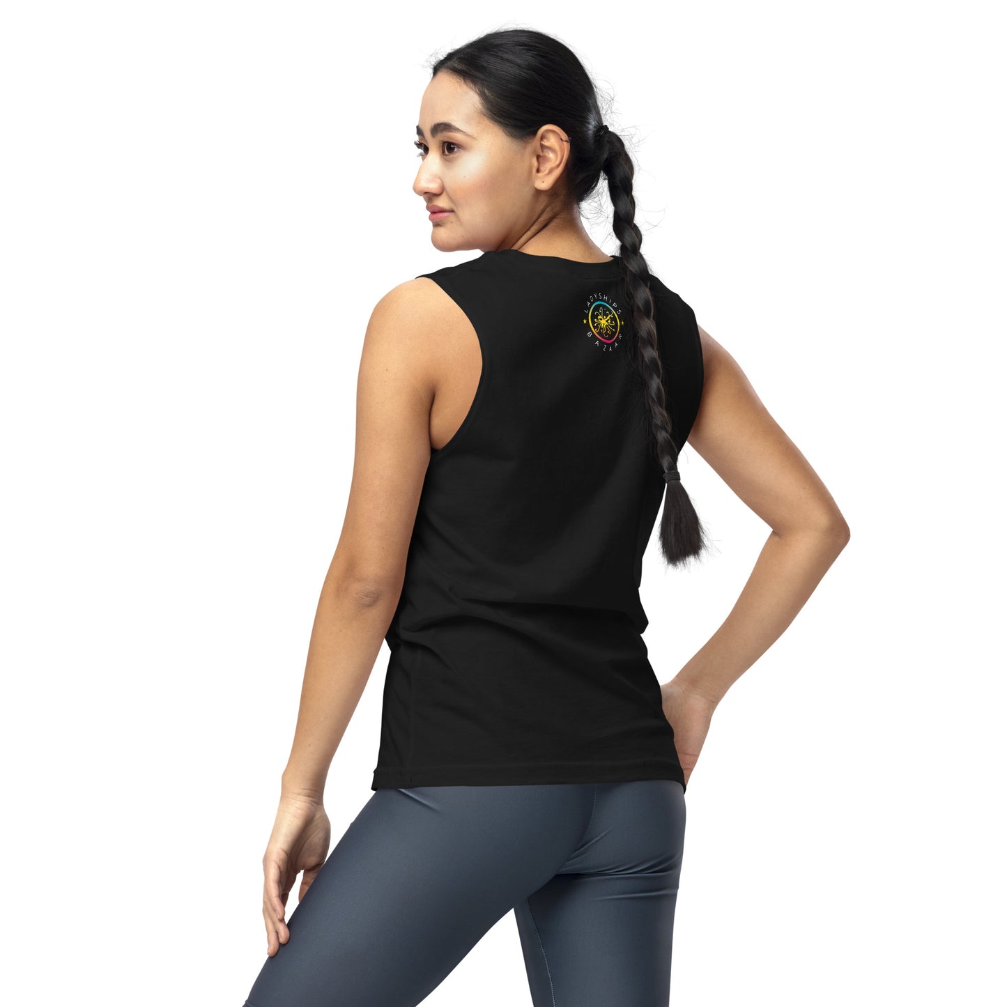 Haute Body Language YES! YES YES! Unisex Black Muscle Shirt , Color: Solar / Sugilite