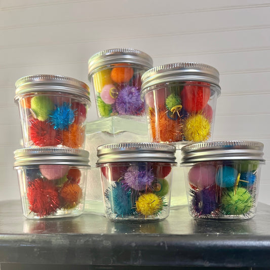 Pom-Pom Push Pins - 1 jar of 12 assorted pins