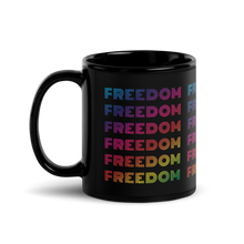 Load image into Gallery viewer, Freedom Mug in Black/Rainbow, 11oz, ceramic 

