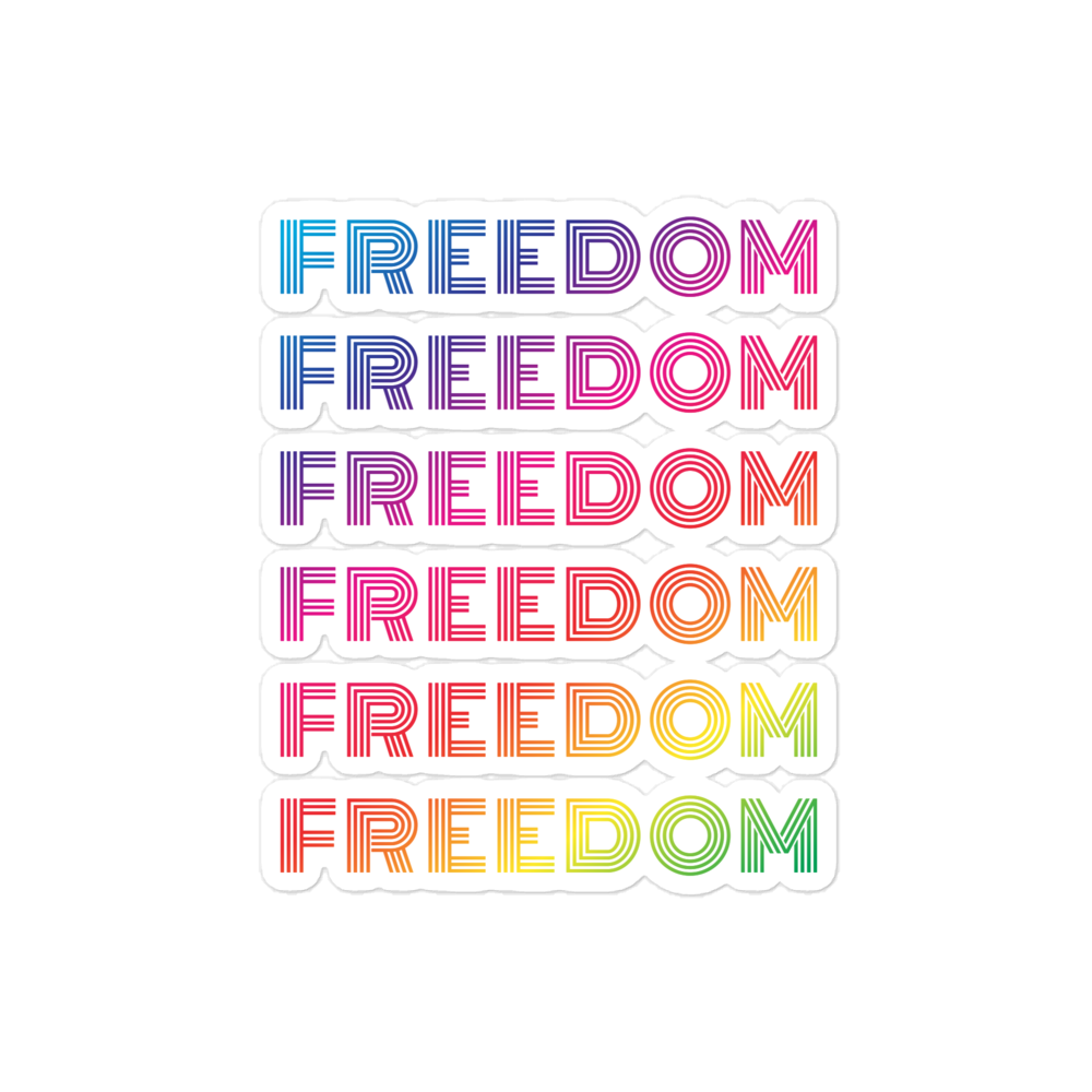 FREEDOM Rainbow Bubble-free vinyl stickers, 4x4 inches