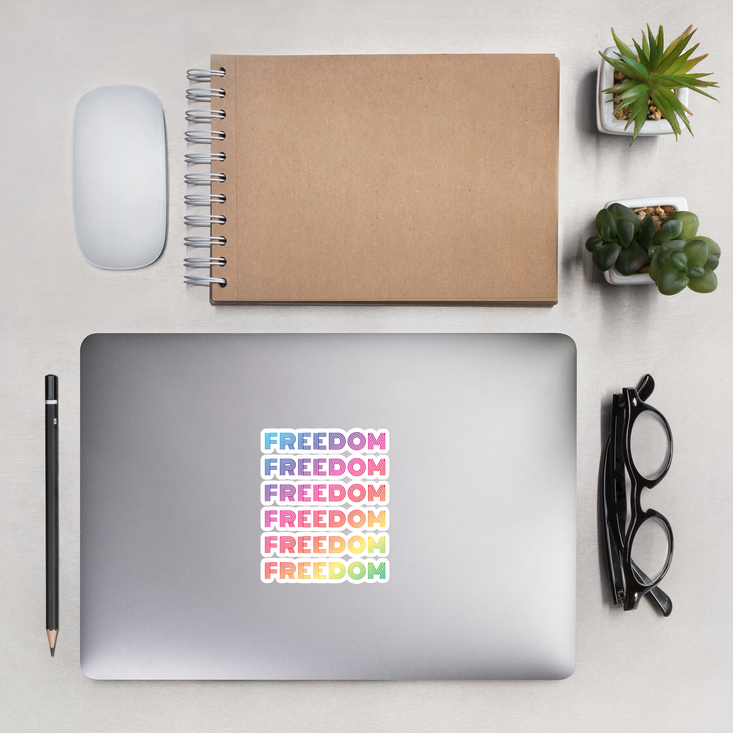 FREEDOM Rainbow Bubble-free vinyl stickers, 4x4 inches