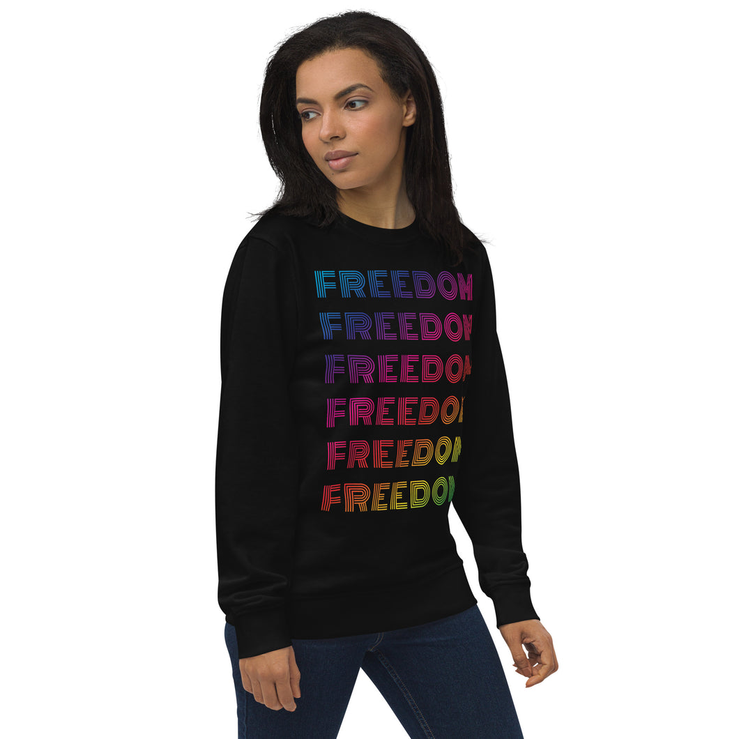 Freedom Unisex Organic Sweatshirt in Black Rainbow