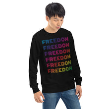 Cargar imagen en el visor de la galería, Freedom Unisex Organic Sweatshirt in Black Rainbow
