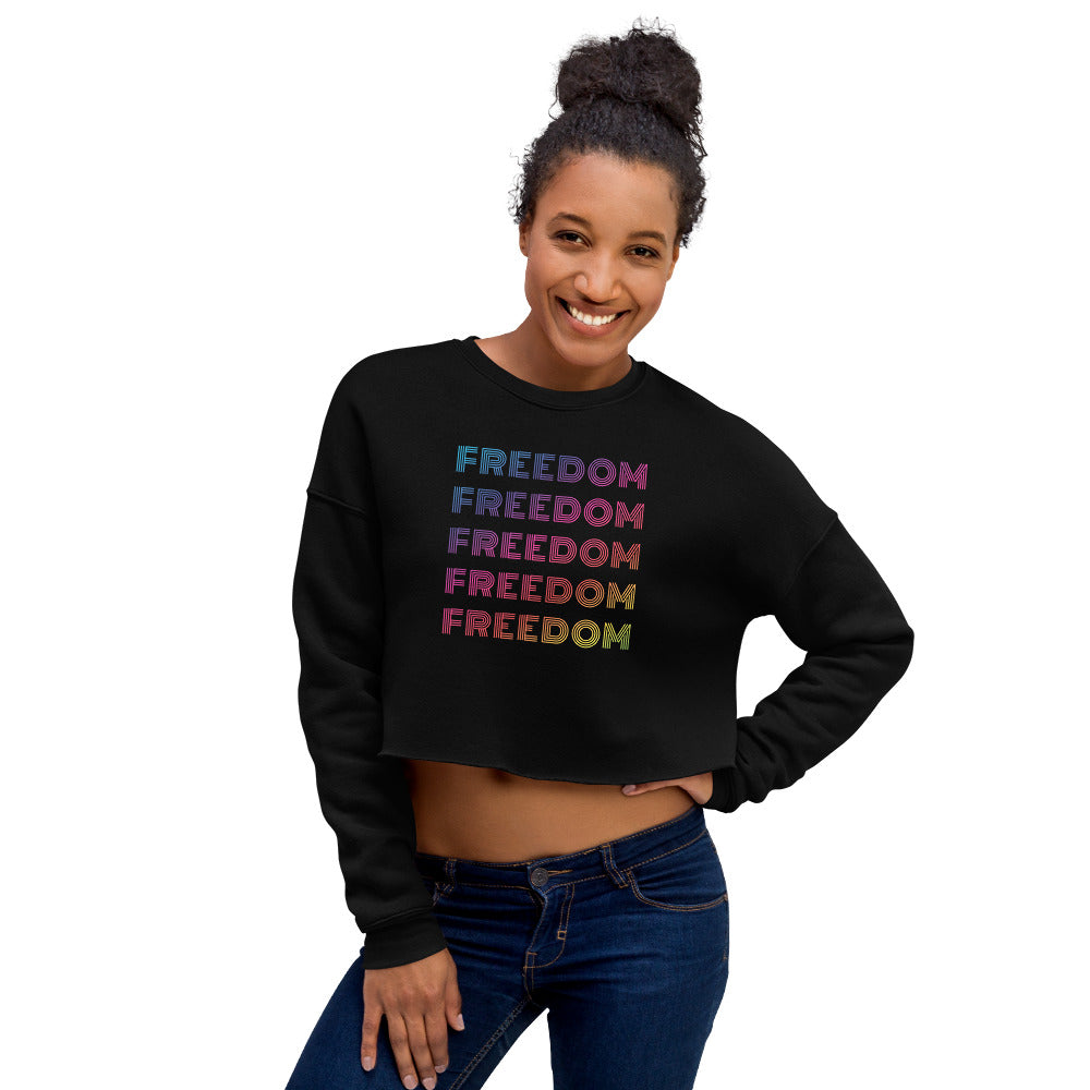 FREEDOM Cropped Sweatshirt in Black Rainbow