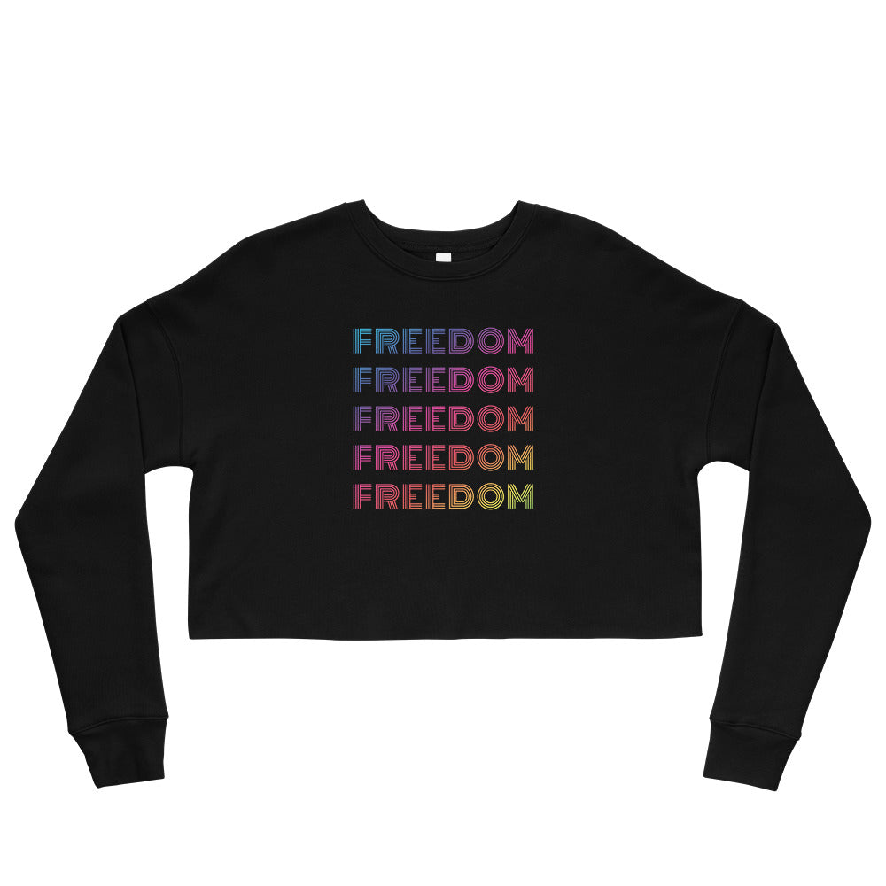 FREEDOM Cropped Sweatshirt in Black Rainbow
