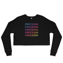 Cargar imagen en el visor de la galería, FREEDOM Crop Sweatshirt in Black Rainbow
